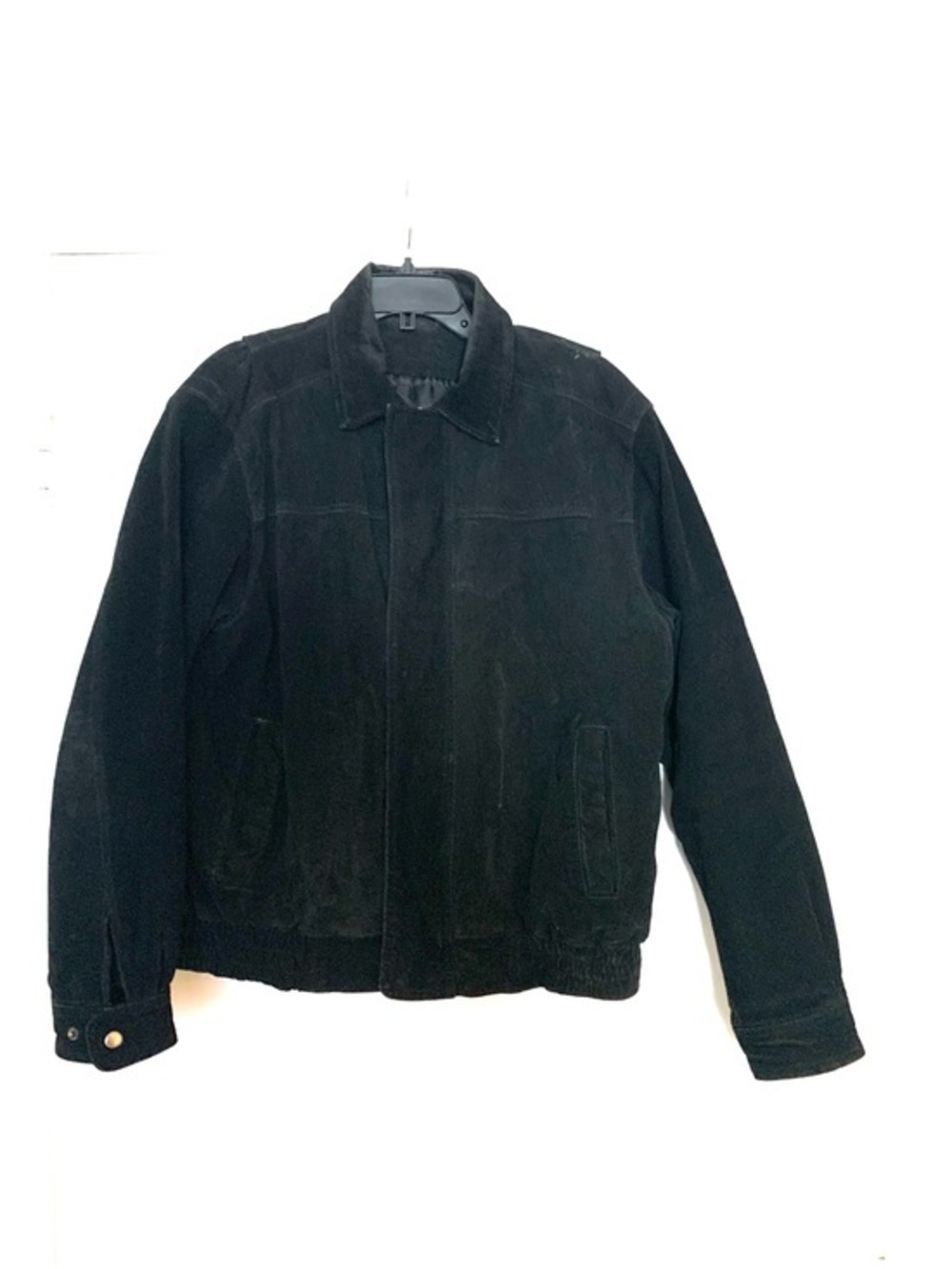 Vintage Knightsbridge Black Suede Leather Moto Bomber Jacket Biker Motorcycle